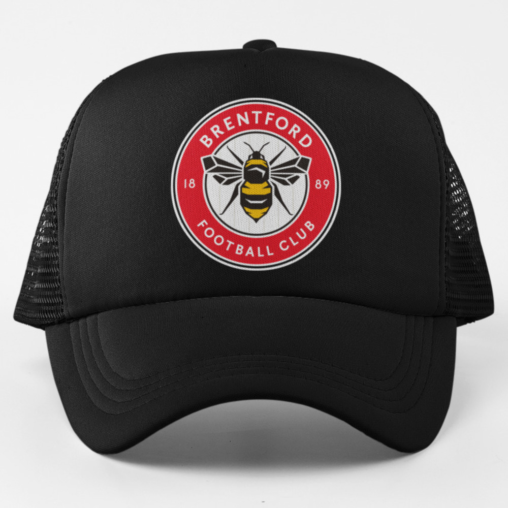 NEW Brentford FC Trucker Mesh Snapback Hat BLACK
